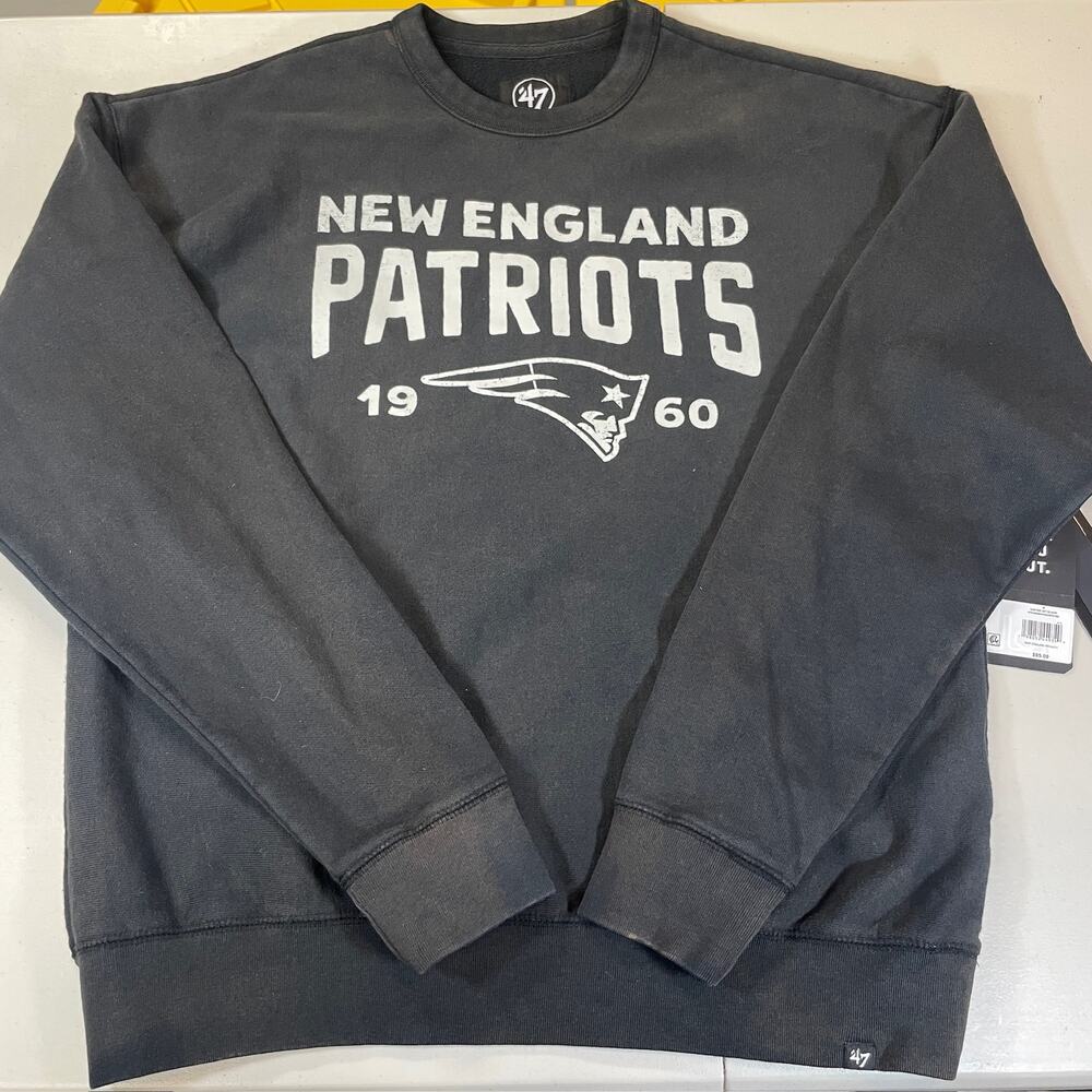 New England Patriots 47 Brand Black and Gray Crewneck Men's Small